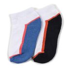 Boys' White and Blue Regular Fit Ankle Length Socks Pack of 2, सफ़ेद, small image number null