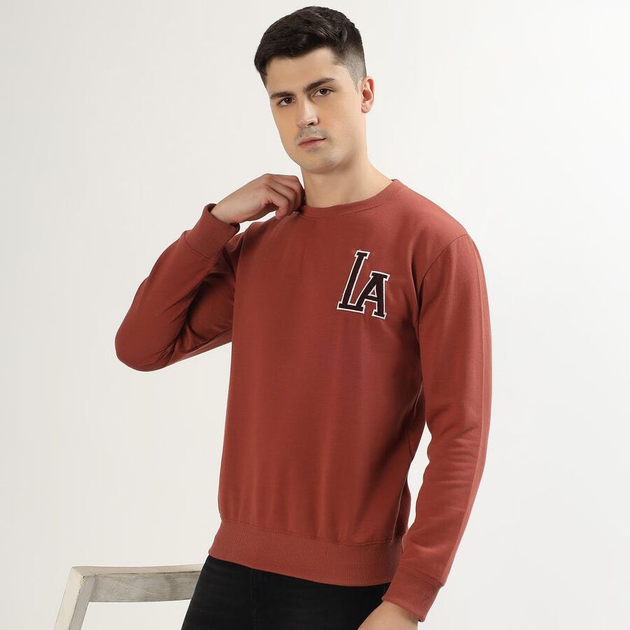 Men's Rust Crew Neck Casual Sweatshirt, Rust, large image number null