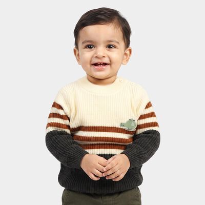 Infants' Charcoal Crew Neck Striped Pullover