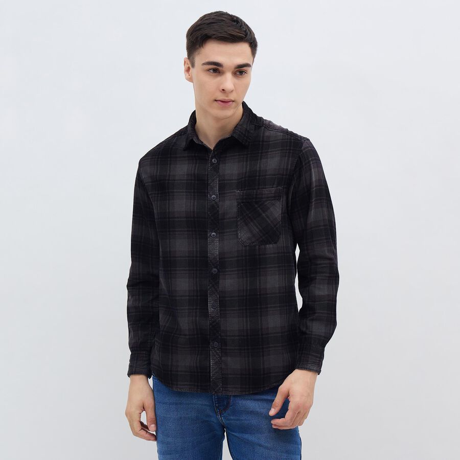 Men's 100% Cotton Casual Shirt, Brown, large