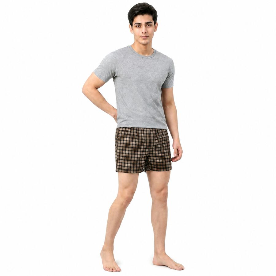 Men's Grey Relaxed Fit Micro Dot Printed Boxers, Dark Grey, large