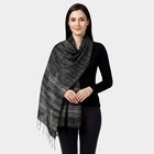 Women's Black Striped Dupatta, काला, small