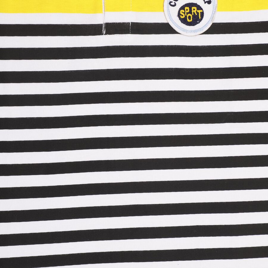 Boys' Yellow Cotton Collar Half Sleeve T-Shirt, Yellow, large image number null