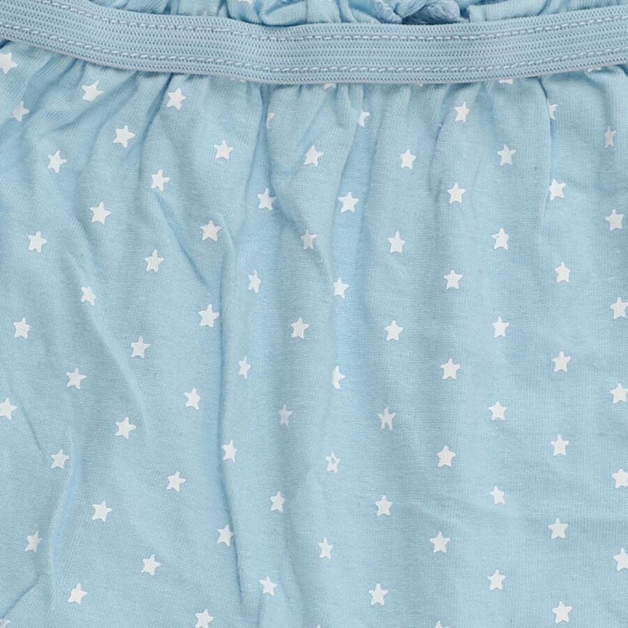 Girls' Light Blue Regular Fit Star Print Ruffled Bloomers, हल्का नीला, large image number null