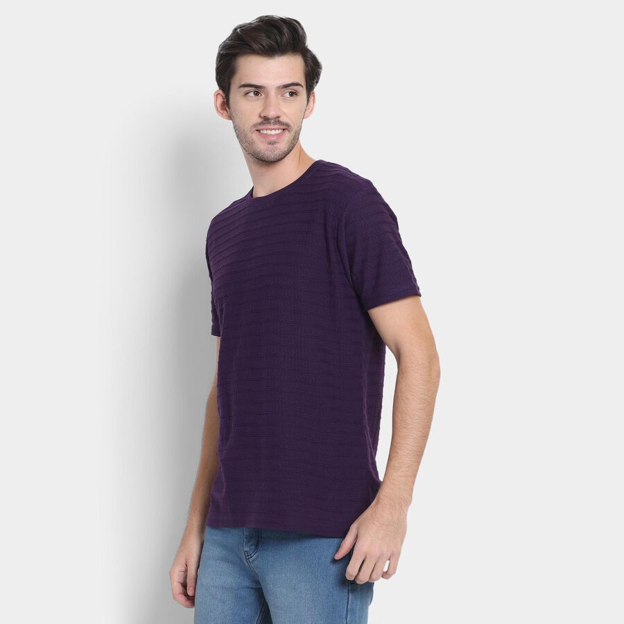 Men's Round Neck Half Sleeves T-Shirt , Purple, large image number null
