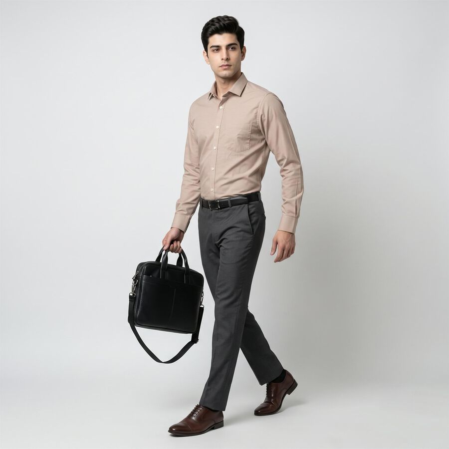 Men's Beige Formal Shirt, Beige, large