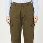 Women's Olive Green Regular Fit Casual Trousers, ओलिव, small