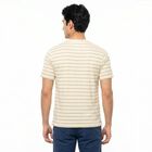 Men's Brown Round Neck Striped T-Shirt, Brown, small