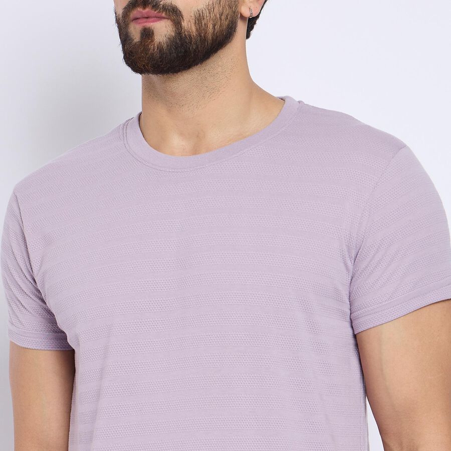 Men's Round Neck Half Sleeves T-Shirt , Lilac, large