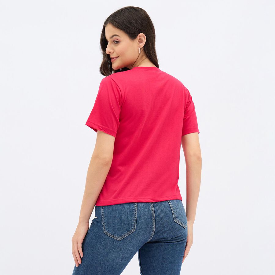 Ladies'Round Neck T-Shirt, Fuchsia, large image number null