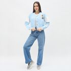 Women's Light Powder Blue Baseball Casual Jacket, Light Blue, small image number null