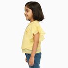 Girls Bright Yellow Round Neck Casual T-Shirt, Yellow, small image number null