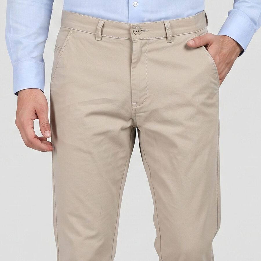 Men's Silver Slim Fit Chino Casual Trousers, Silver, large