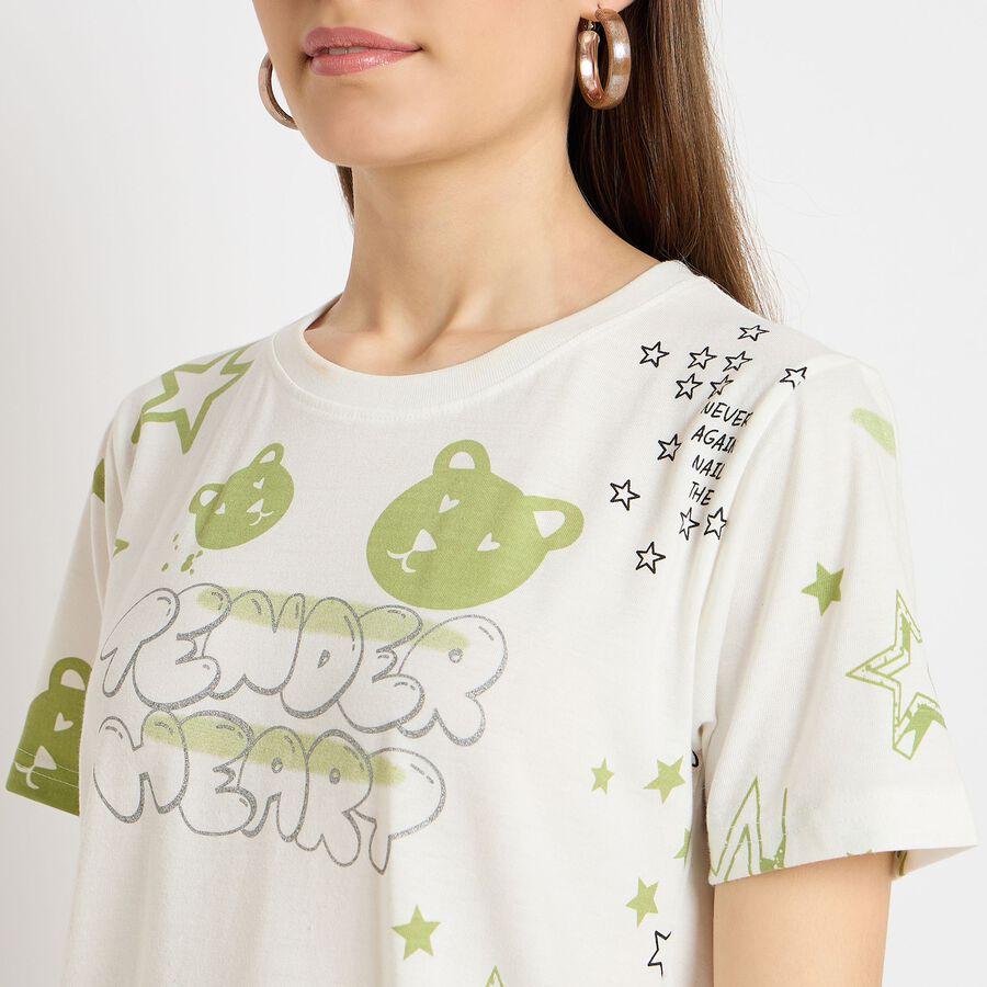 Ladies' Round Neck T-Shirt, Off White, large image number null