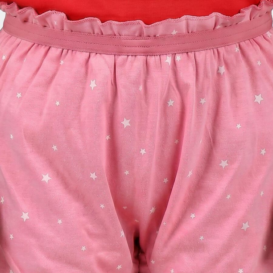 Girls Pink Regular Fit Star Printed Bloomer Shorts, गुलाबी, large