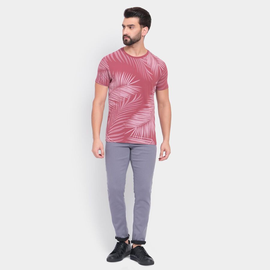 Men's 100% Cotton Round Neck Half Sleeves T-Shirt, Light Pink, large