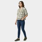 Women's Green Cotton Mandarin Collar Casual Shirt, Light Green, small