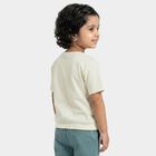 Girls' Off White Cotton Round Neck Regular T-Shirt, Off White, small