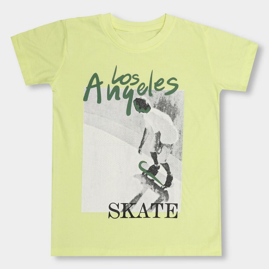 Boys' 100% Cotton Half Sleeves T-Shirt, पीला, large image number null