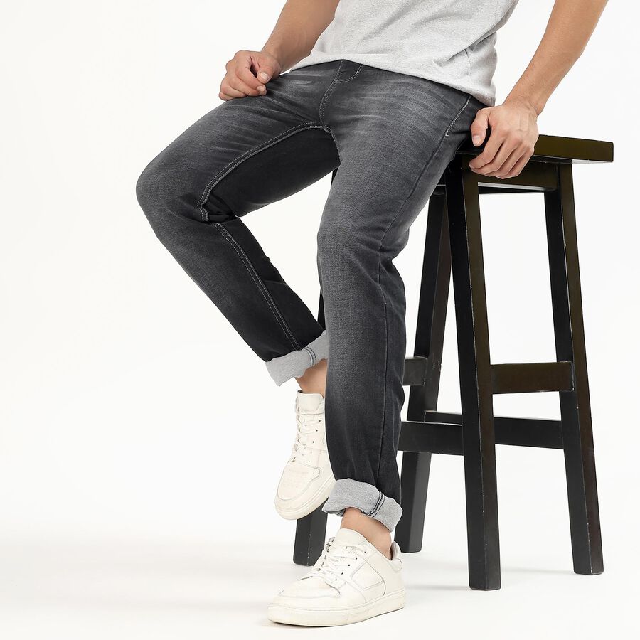 Men's Dark Indigo Slim Fit Five-Pocket Jeans, Dark Grey, large image number null