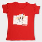 Girls' 100% Cotton T-Shirt, लाल, small