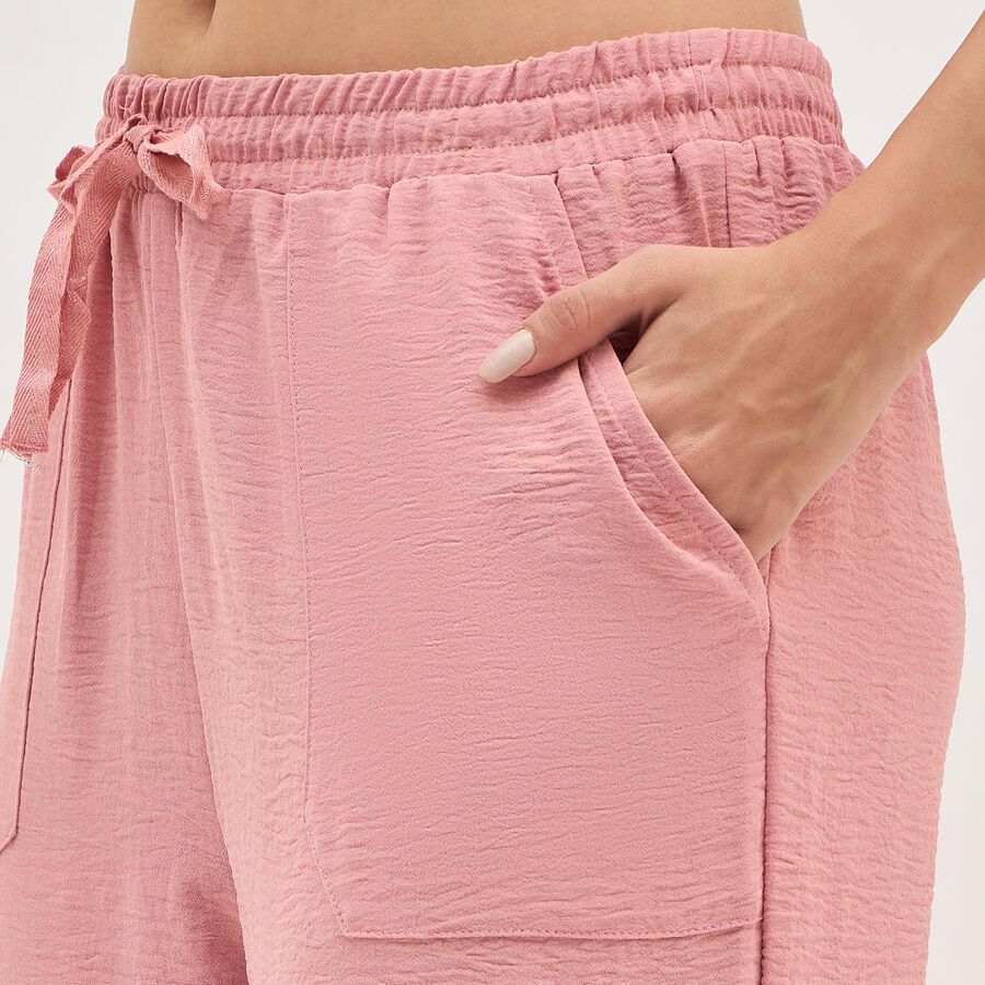 Women's Dusty Rose Relaxed Fit Textured Track Pants, गुलाबी, large image number null