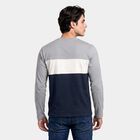 Men Melange Blue Crew Neck Regular T-Shirt, मिश्रित नीला, small