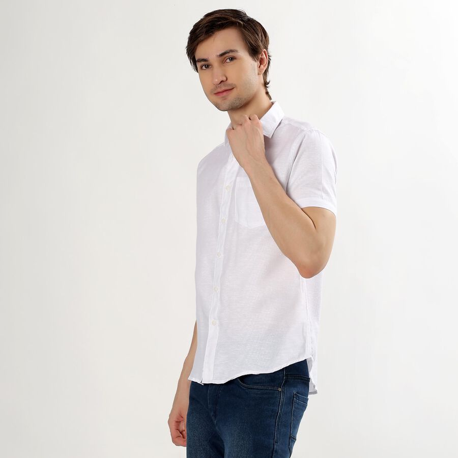 Men's Snow White Slim Fit Classic Collar Casual Shirt, White, large image number null