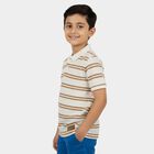 Boys Beige Round Neck Casual T-Shirt, गहरा पीला, small