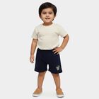 Infants' Navy Blue Regular Fit Graphic Printed Half Pant, Navy Blue, small