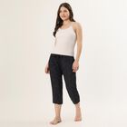 Women's Black Regular Fit Elasticated Waist Capri, काला, small