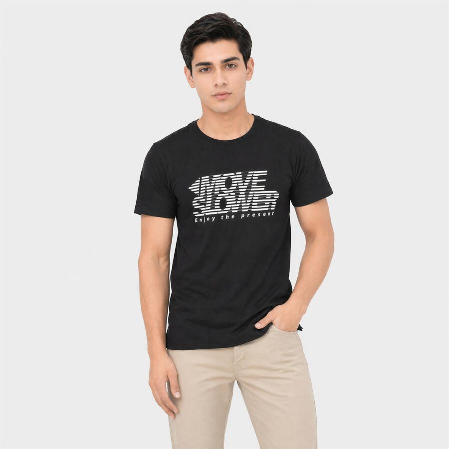 Men's Dark Grey Round Neck Regular T-Shirt, Dark Grey, large