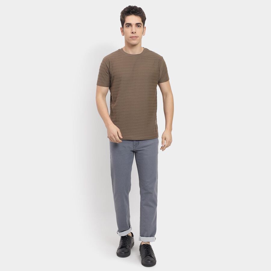 Men's Round Neck Half Sleeves T-Shirt , Khaki, large image number null
