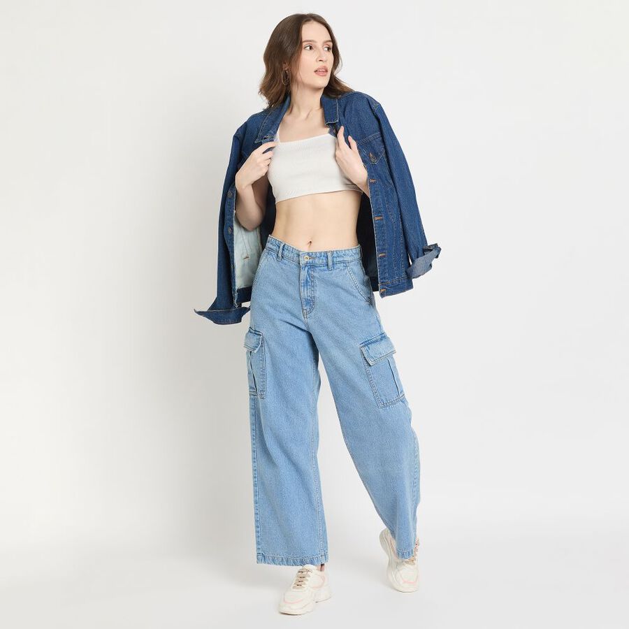 Ladies' Cotton Jeans, मध्यम नीला, large image number null