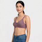 Women's Purple Cotton Blend V Neck Bralette Bra, बैंगनी, small