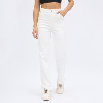 Women's Crisp White Regular Fit High-Rise Jeans