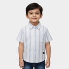 Boys' White Half Sleeve Spread Collar Casual Shirt, White, small