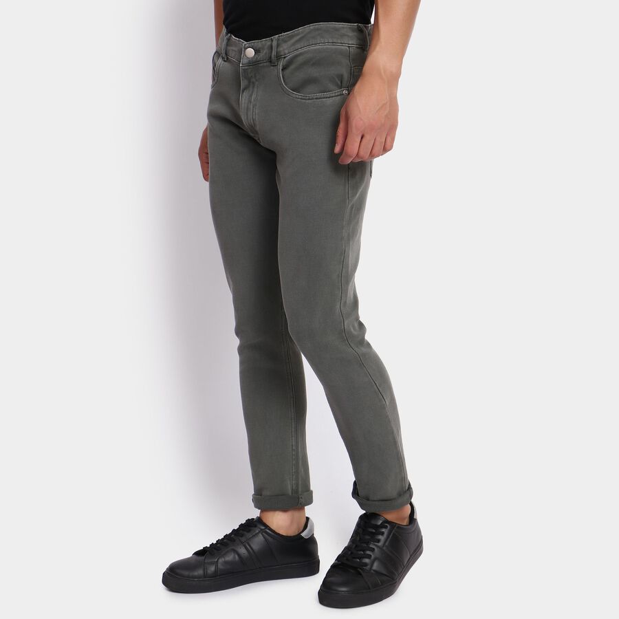 Men's Slim Fit Casual Trousers, ओलिव, large image number null