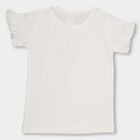 Girls' 100% Cotton T-Shirt, Off White, small