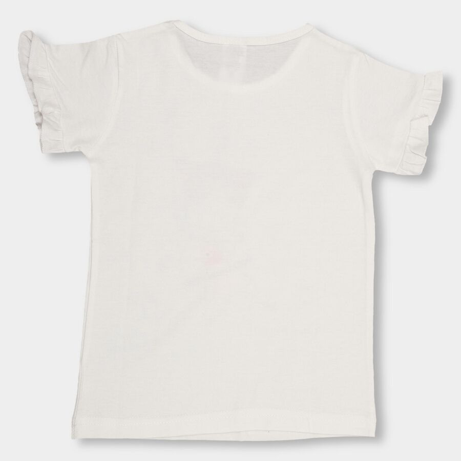 Girls' 100% Cotton T-Shirt, Off White, large