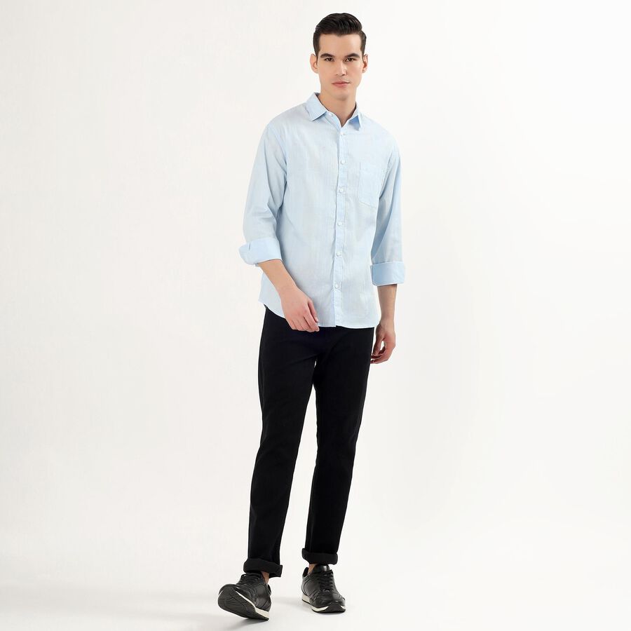 Men's Light Powder Blue Cotton Classic Casual Shirt, हल्का नीला, large image number null