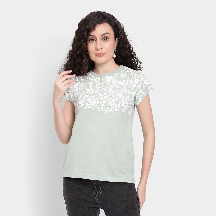 Ladies' Round Neck T-Shirt , हल्का हरा, large image number null