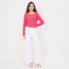 Women's Soft Pink Sweetheart Neck Romantic Crop Top, Pink, small