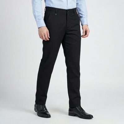 Men's Black Slim Fit Casual Trousers
