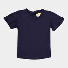 Girls Solid Short Sleeve Blouse, Navy Blue, small image number null