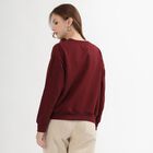 Women's Deep Burgundy Crew Neck Casual Sweatshirt, Wine, small image number null