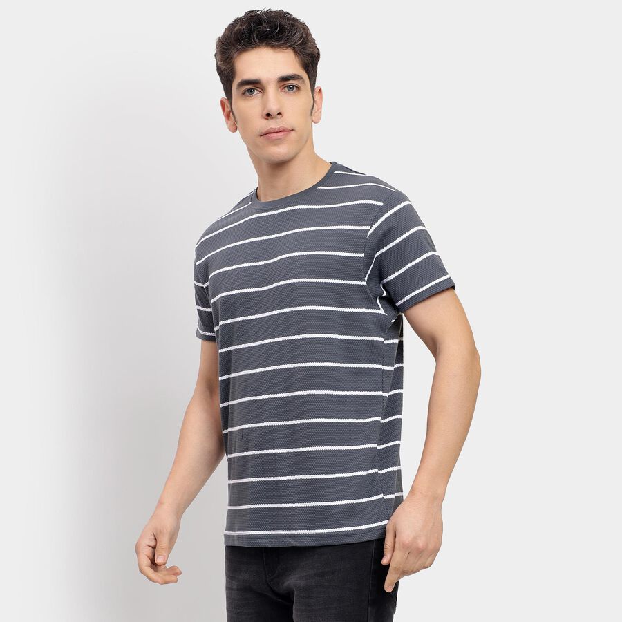 Men's Round Neck Half Sleeves T-Shirt , Mid Blue, large image number null