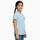 Girls Light Blue Round Neck Casual T-Shirt, हल्का नीला, small