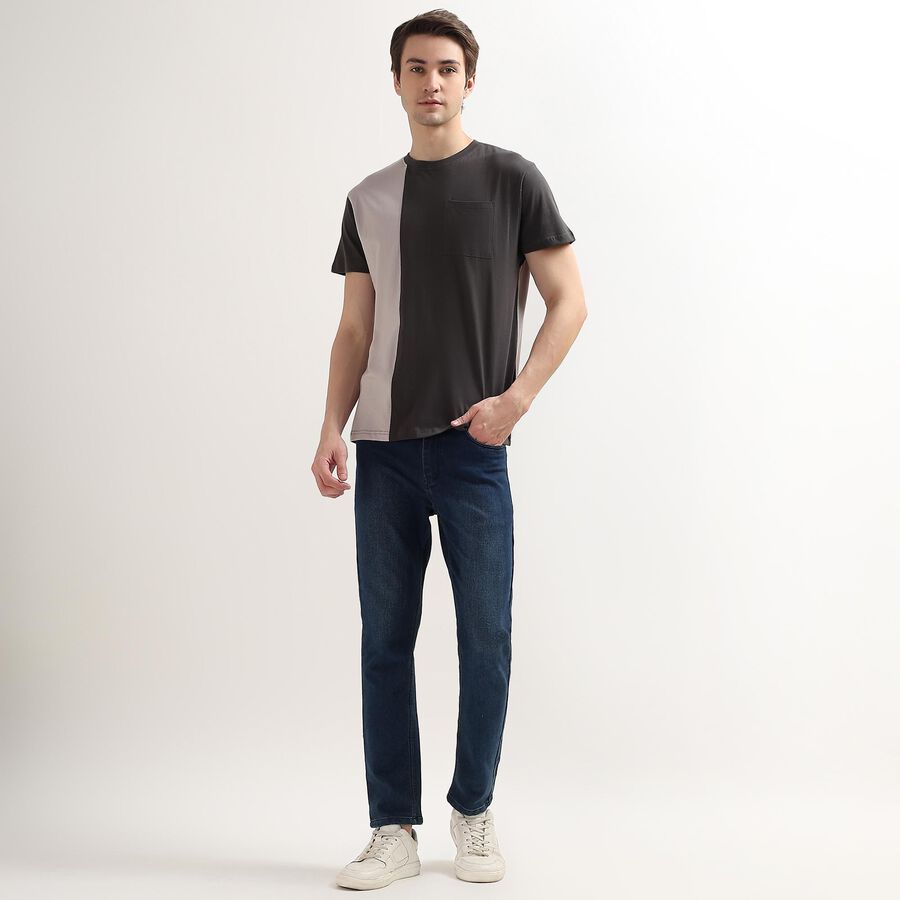 Men's 100% Cotton Round Neck Half Sleeves T-Shirt, Light Grey, large image number null