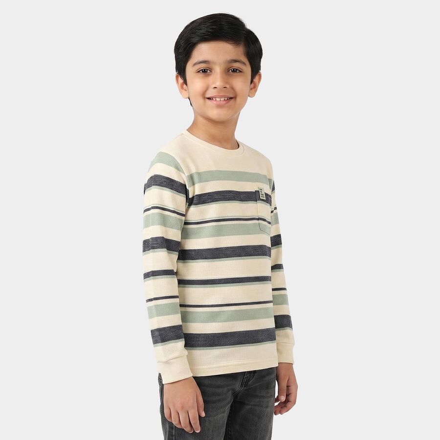 Boys' Light Green Round Neck Regular T-Shirt, Light Green, large